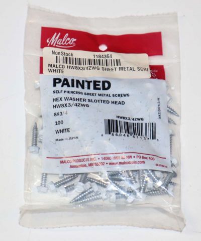 Supplies Depot: Malco HW8X3/4ZWG #8 x 3/4 inch White Screws